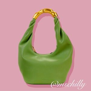 Cult Gaia Meerah Bag Calla Lily Green Gold Leather Mini Shoulder Handbag Top